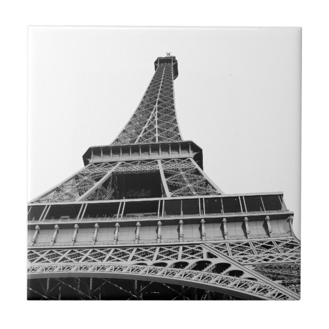 Black and White Eiffel Tower Tile (Front)