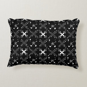 Black and White Elegant Abstract Floral Pattern Decorative Cushion