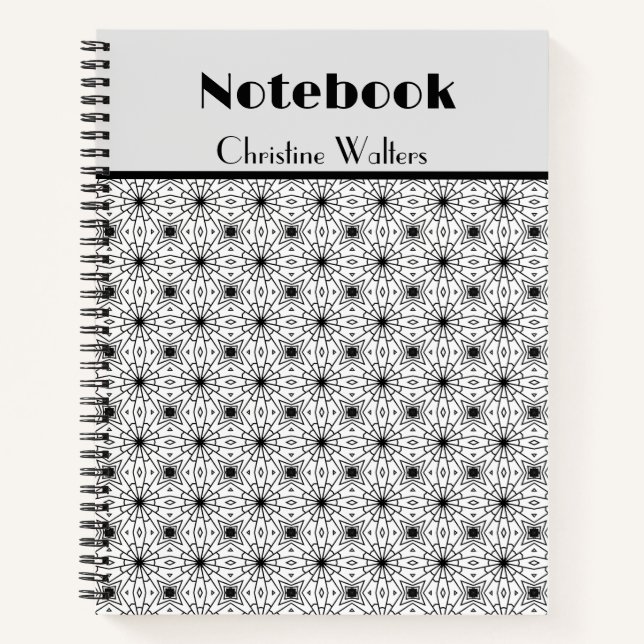 Black and White Elegant Abstract pattern Notebook (Front)