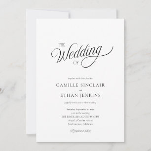 Black and White Elegant All in One Wedding Invitation