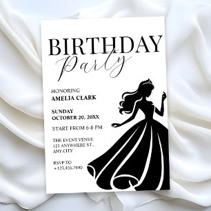 Black and white elegant birthday invitation