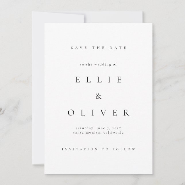 Black and White Elegant Boho Save the Date II Invitation (Front)