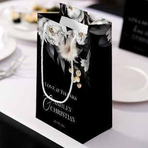 Black and white elegant boho wedding favour small gift bag