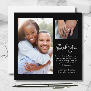Black and White Elegant Boho Wedding Thank You  Invitation