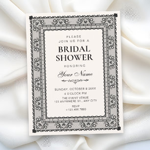 Black and white elegant bridal shower invitation