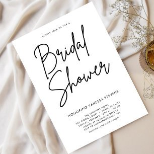 Black and White Elegant  Bridal Shower  Invitation