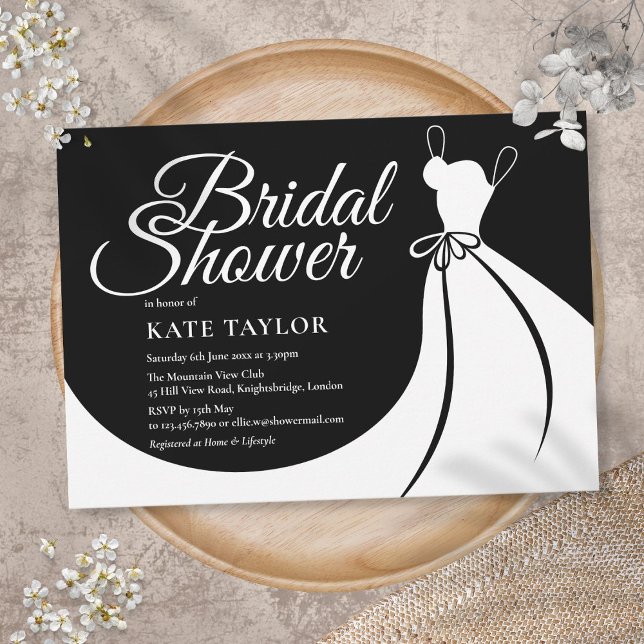 Black and White Elegant  Bridal Shower Invitation (Creator Uploaded)