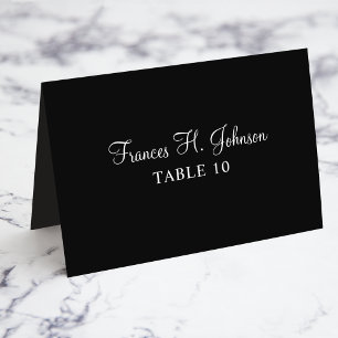 Black and White Elegant Calligraphy Place Cards