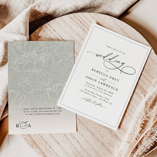 Black and White Elegant Calligraphy Script Wedding Invitation