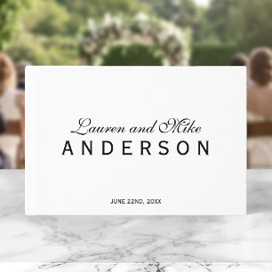 Black and White Elegant Couple Name Wedding Script Guest Book