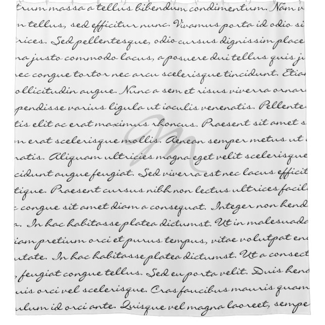 Black and White Elegant Custom Text Shower Curtain (Front)