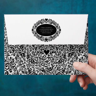 Black and White Elegant Damask Pattern Envelope