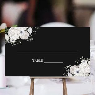 Black and White Elegant Floral Bouquet Modern Place Card