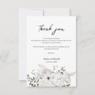 Black and White Elegant Floral Bouquet Modern Thank You Card