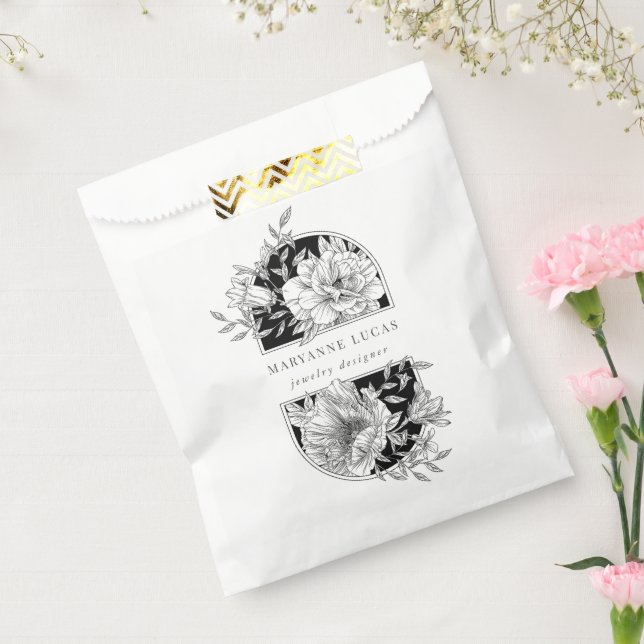 Black and White Elegant Floral Product Favour Bags (Sealed)