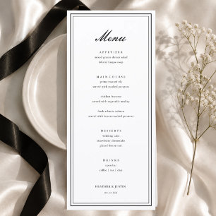 Black and White Elegant Formal Wedding Menu