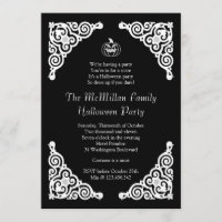 Black and White Elegant Halloween Party Invitation