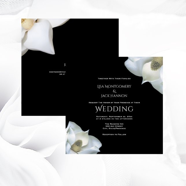 Black and White Elegant Magnolia Floral Invitation (Black and White Elegant Magnolia Floral Invitation)