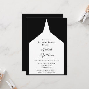 Black and White Elegant Minimalist Brunch & Bubbly Invitation