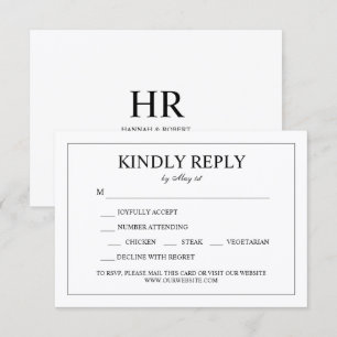Black and White Elegant Minimalist Wedding RSVP Card