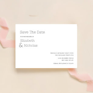 black and white elegant minimalist wedding save the date