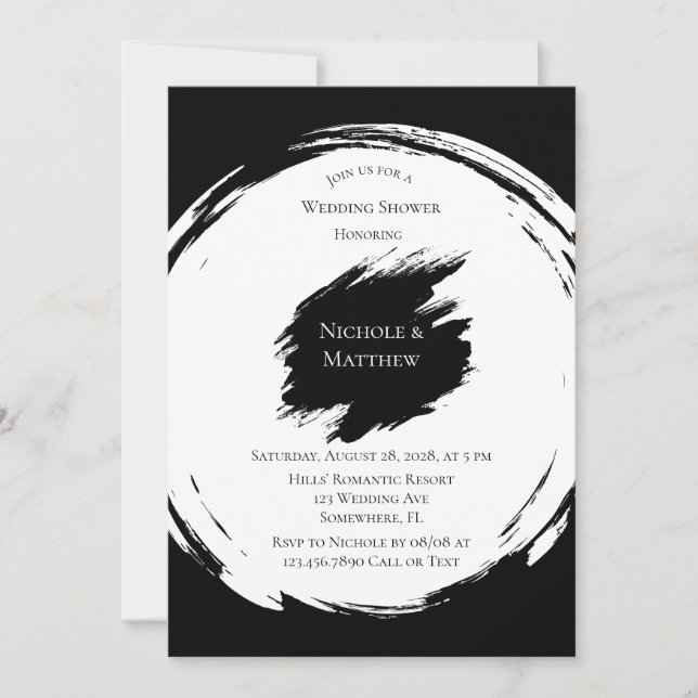 Black and White Elegant Minimalist Wedding Shower Invitation (Front)
