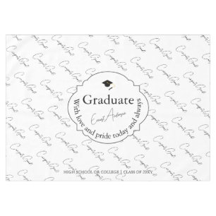 Black and White Elegant Modern Graduation Party Tablecloth