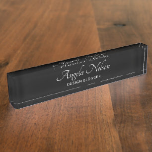 Black and White Elegant Modern Script Nameplate