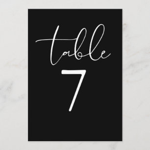 Black And White Elegant Modern Script Table Number