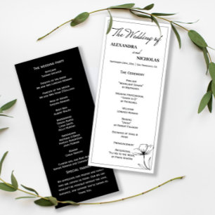 Black and White Elegant Modern Wedding Programme