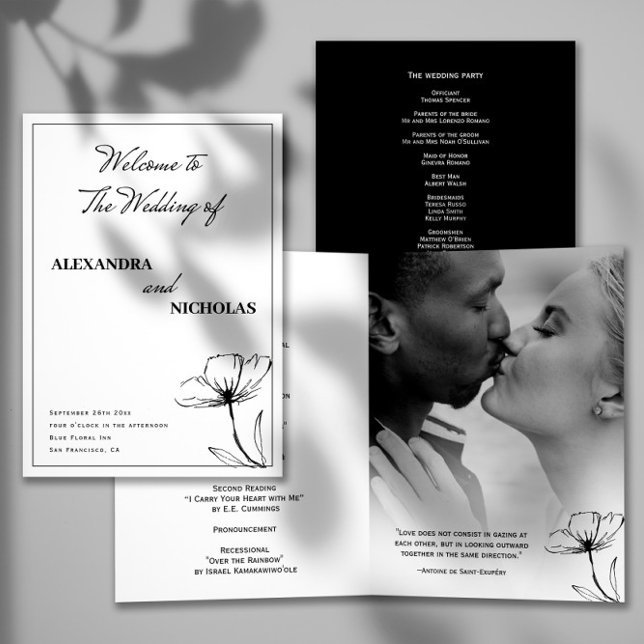 Black and White Elegant Modern Wedding Programme (Creator Uploaded)