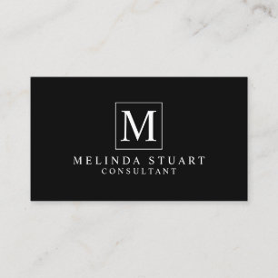 Black and White Elegant Monogram Business Card
