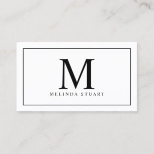Black and White Elegant Monogram Business Card