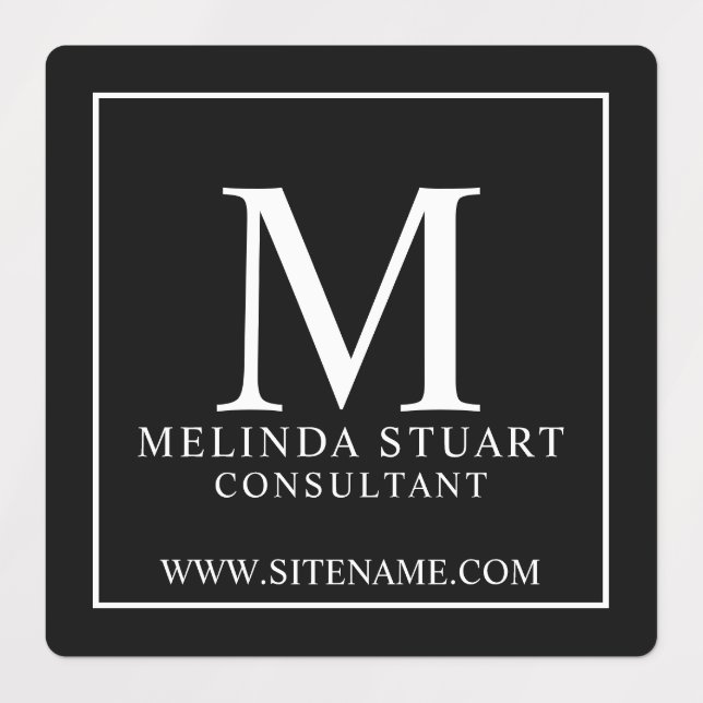 Black and White Elegant Monogram Business Labels (Design 1)