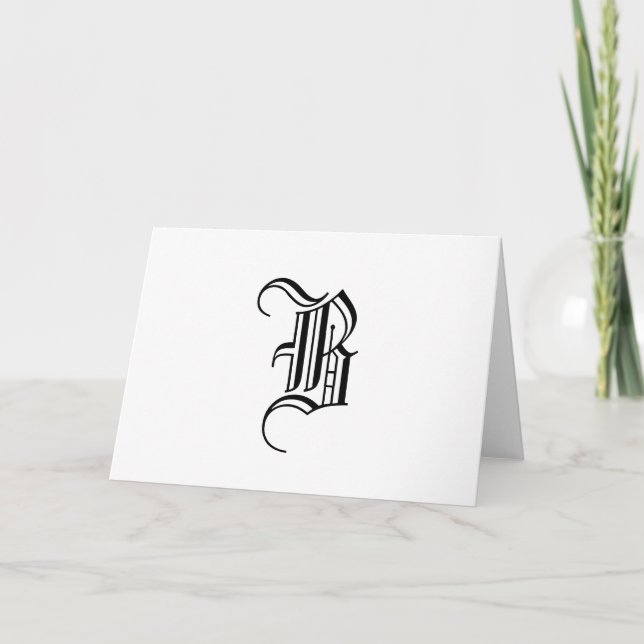 Black and White Elegant Monogram Note Cards (Front)