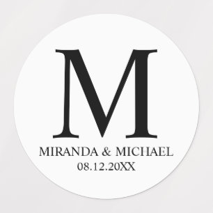 Black and White Elegant Monogram Wedding Favour