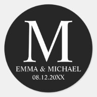Black and White Elegant Monogram Wedding Favour