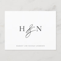 Black and White Elegant Monogram Wedding Thank You
