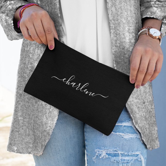 Black and White Elegant Name Accessory Pouch (Black and White Elegant Name Accessory Pouch)