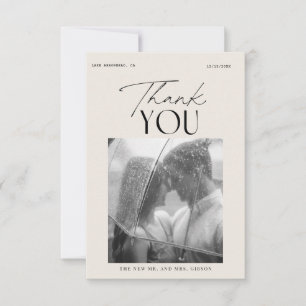 Black and White Elegant Photo Script Thank You  Card