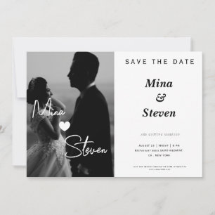 Black and white elegant photo Wedding Save The Date
