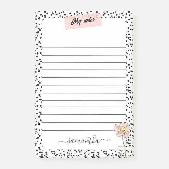 Black and White Elegant Post-it Notes (Front)