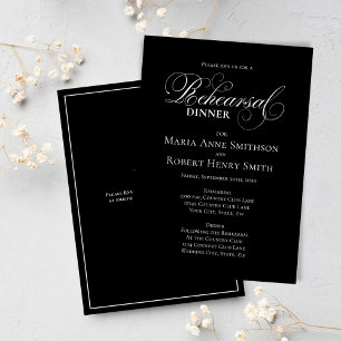 Black and White Elegant Rehearsal Dinner Invitation
