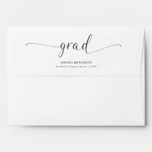 Black and White Elegant Script Grad Graduation Envelope
