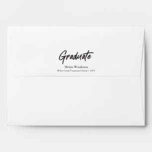 Black and White Elegant Script Graduate Graduation Envelope