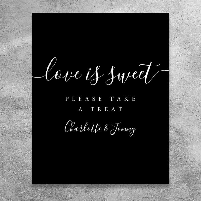 Black And White Elegant Script Love Is Sweet Sign (Black And White Elegant Script Love Is Sweet Sign)