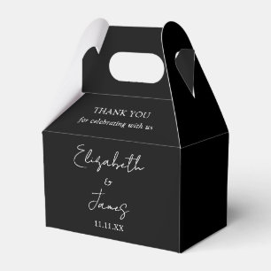 Black And White Elegant Script Wedding Thank You Favour Box