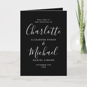 Black And White Elegant Signature Script Wedding Programme