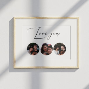 Black and white elegant simple script multi photo poster