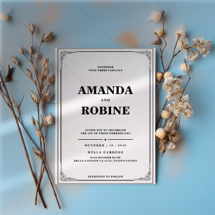 Black and White Elegant Simple Wedding Invitation